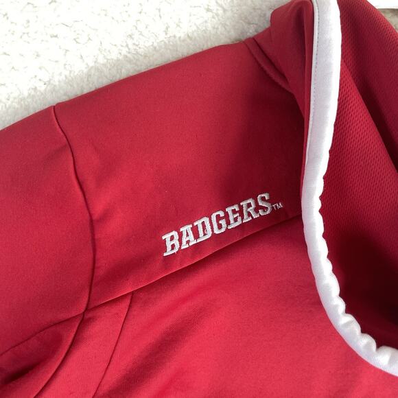 Adidas Wisconsin Badgers Hoodie Mens Large Red Sweatshirt 1/4 Zip READ - Picture 13 of 16